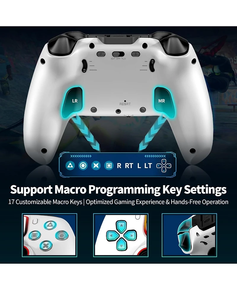 Nbcp Wireless 5th Gen Elite PS4 Controller, 1200mAh Battery, Dual Motors, 6-Axis Gyro, 3.5mm Audio Jack, Turbo Mode, Compatible with PS4/Pc