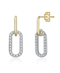 Rachel Glauber Two Tone with Clear Cubic Zirconia Drop Earrings