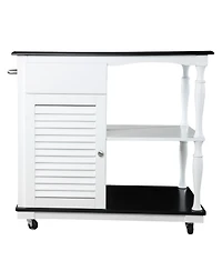 Slickblue Mobile Kitchen Island Cart with Storage Cabinet, Open Shelves, and Casters