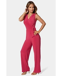Bebe Women's Jersey Wrap Tie Jumpsuit