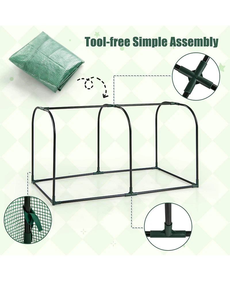 Costway Wood Raised Garden Bed with Greenhouse Cover Mini Portable Kit
