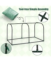 Costway Wood Raised Garden Bed with Greenhouse Cover Mini Portable Kit