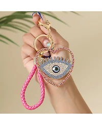 Jessica Simpson Evil Eye Heart Keychain with Pink Strap