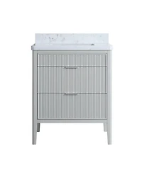 Casainc Fully Assembled 30" Freestanding Single Sink Bathroom Vanity with 2 Handle Sets and Engineered Marble Top