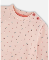 Deux par Baby Girls Cotton Pant with Top Set Pink Mini Floral