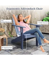 Gymax 2PCS Patio Adirondack Chair w/ Inclined Seat High Backrest & Wide Armrests