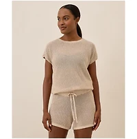 Pact Beachside Crochet Knit Short Sleeve Top