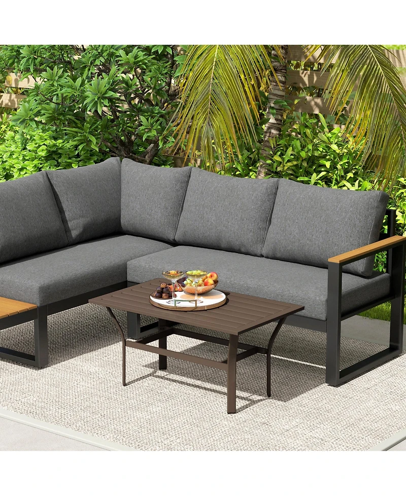 Outsunny Outdoor Table, All-Weather Patio Table,