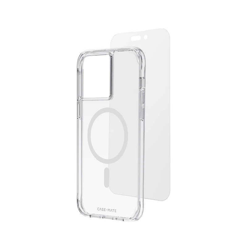 Case-Mate Protection Pack MagSafe Case and Glass Screen Protector for Apple iPhone 14 Pro Max-Clear