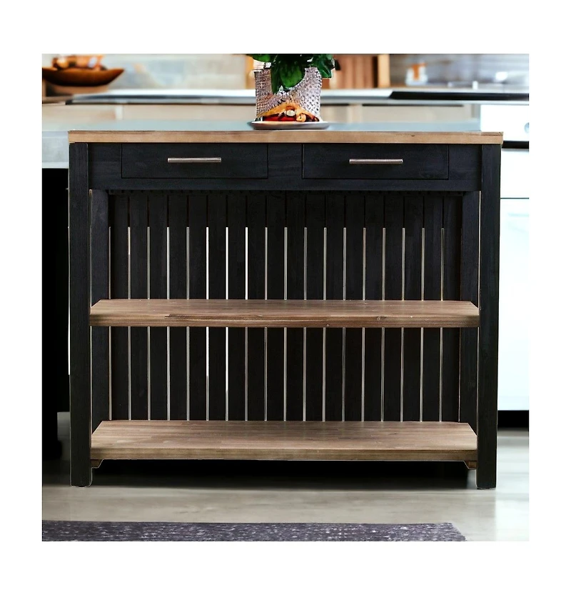 Slickblue Kitchen Island with Storage Cabinet, Open Shelves, and Drawer for Extra Counter Space