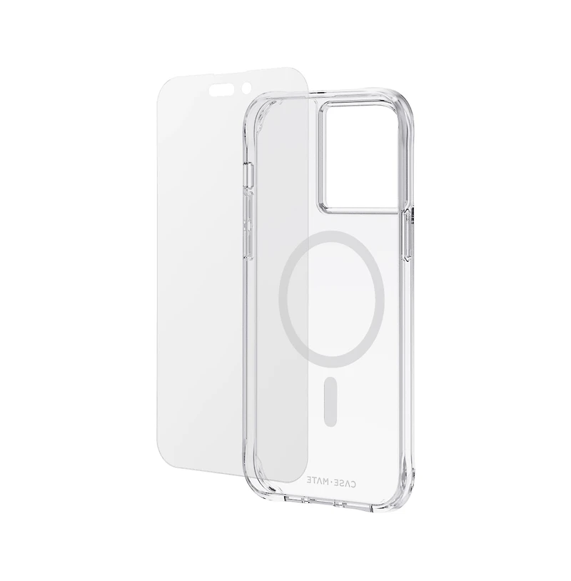 Case-Mate Protection Pack MagSafe Case and Glass Screen Protector for Apple iPhone 14 Pro Max-Clear