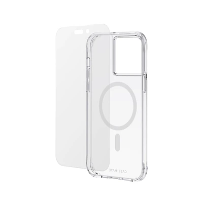 Case-Mate Protection Pack MagSafe Case and Glass Screen Protector for Apple iPhone 14 Pro Max-Clear