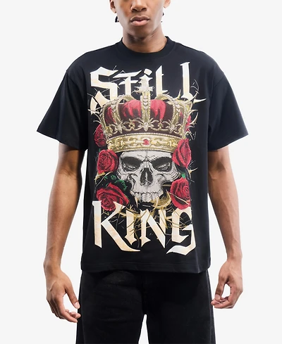 Heads Or Tails Men's Oversized Rhinestone Graphic T-Shirt