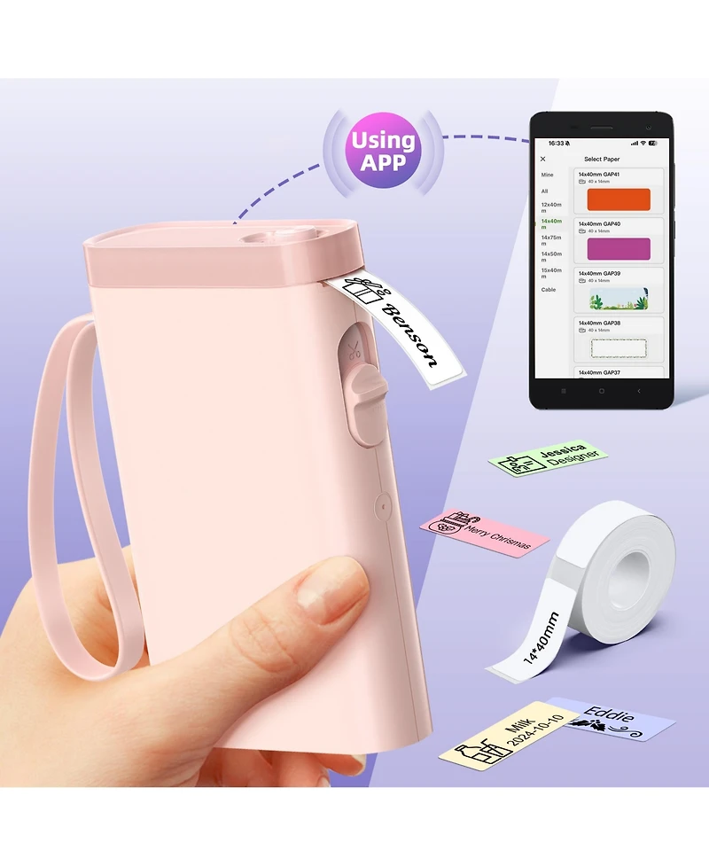 Polono Label Maker Machine with Tape, P21-a Bluetooth Label Printer, Wireless Mini Label Makers with Multiple Templates for Organizing, Office, Home