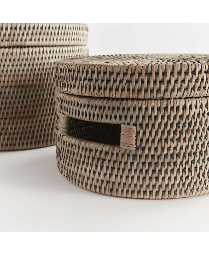 Napa Home & Garden Burma Rattan Round Lidded Boxes Set of 2