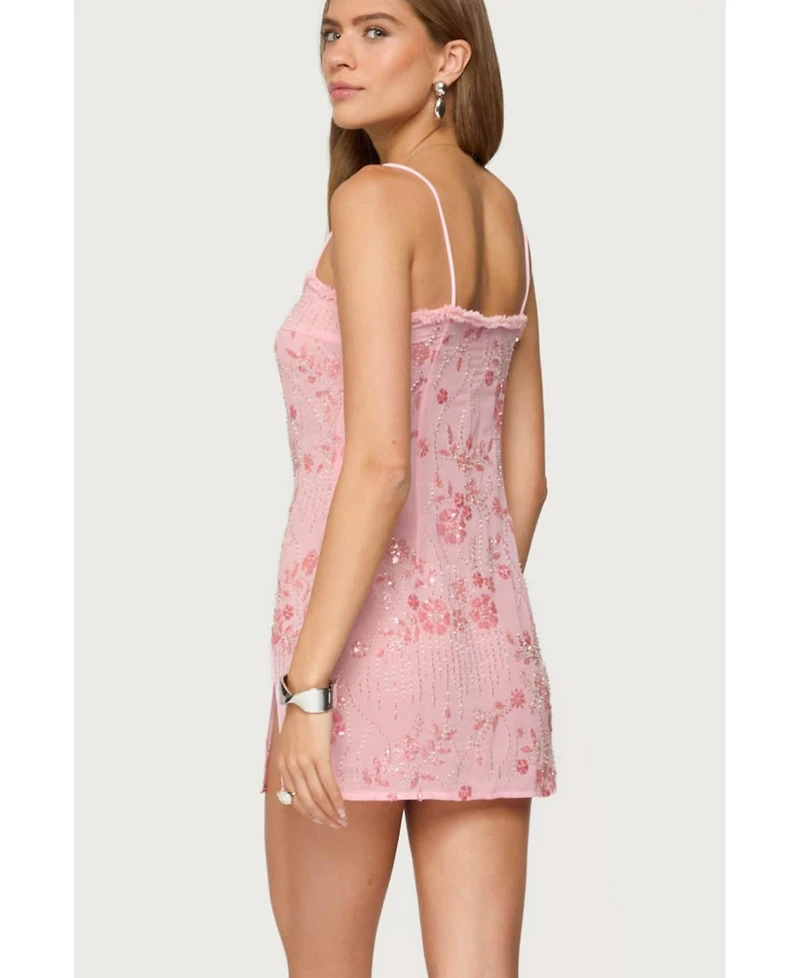 Edikted Women's Romey Beaded Chiffon Mini Dress