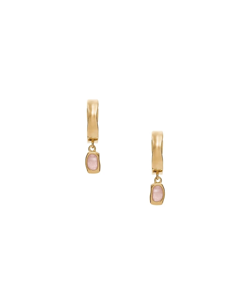 Skagen Women's Anja Rose Quartz Gold-Tone Stainless Steel Hoop Earrings