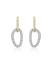 Rachel Glauber Two Tone with Clear Cubic Zirconia Oval Shaped Drop Earrings