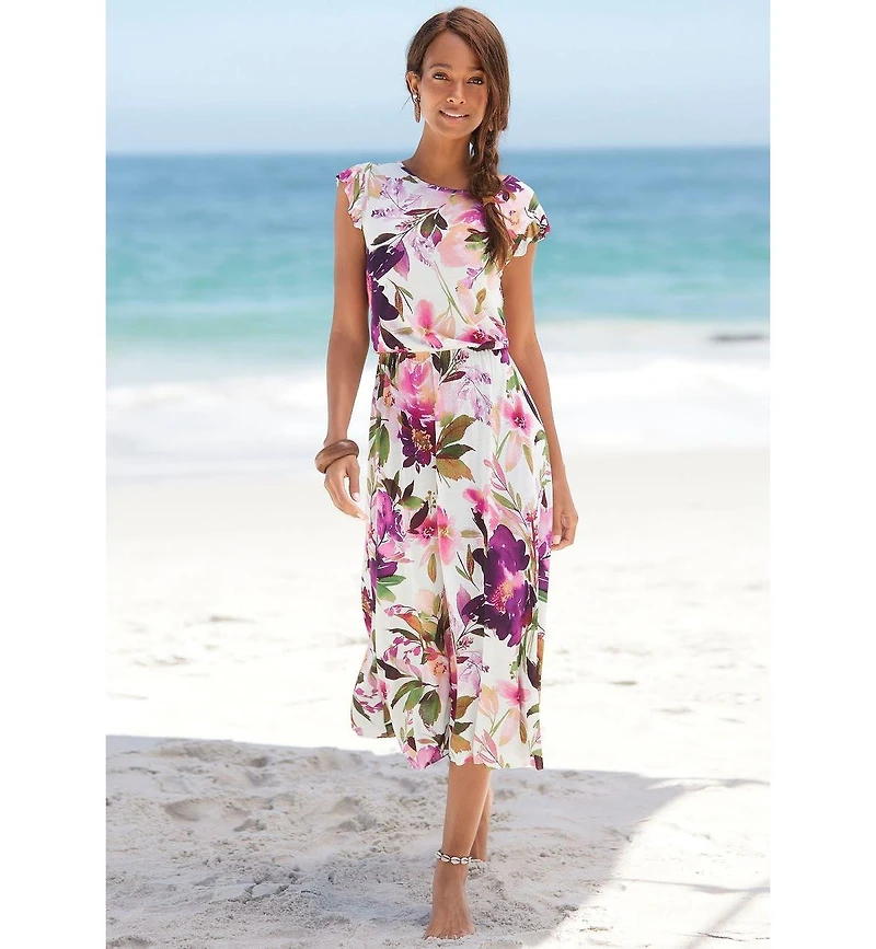 Lascana Women's A-Line Flutter Sleeve Romantic Dress