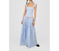 WeWoreWhat Women's Tiered Midi Skirt