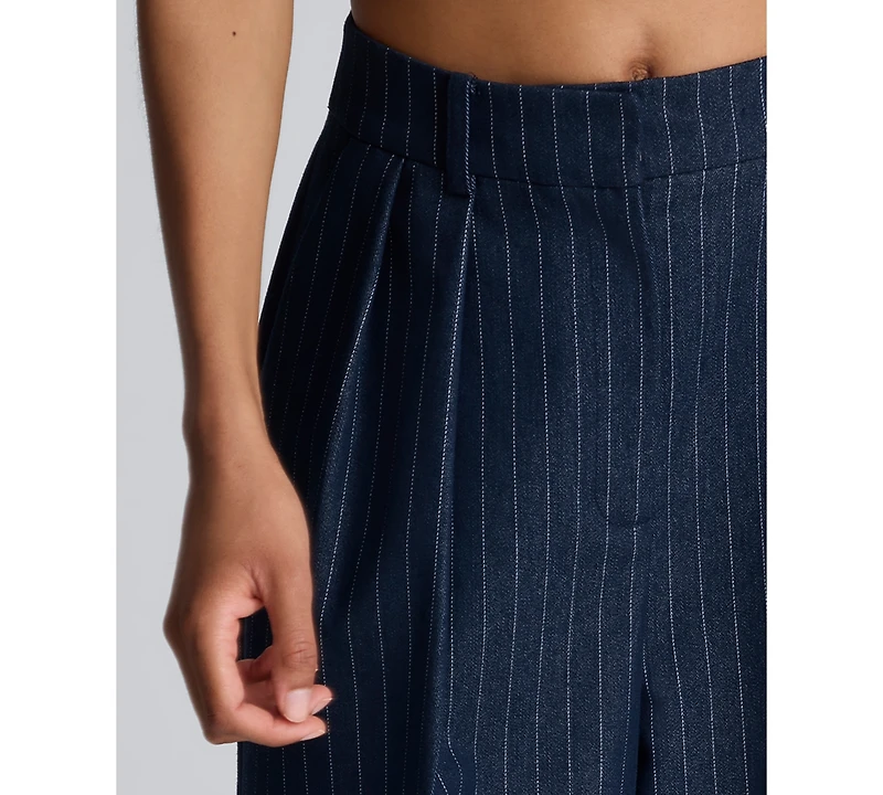 Kenneth Cole Women's Pinstripe High Rise Ankle Pants