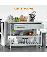 Halifax North America Mobile Kitchen Assistant: Gray Utility Cart with Stainless Top & Drawers