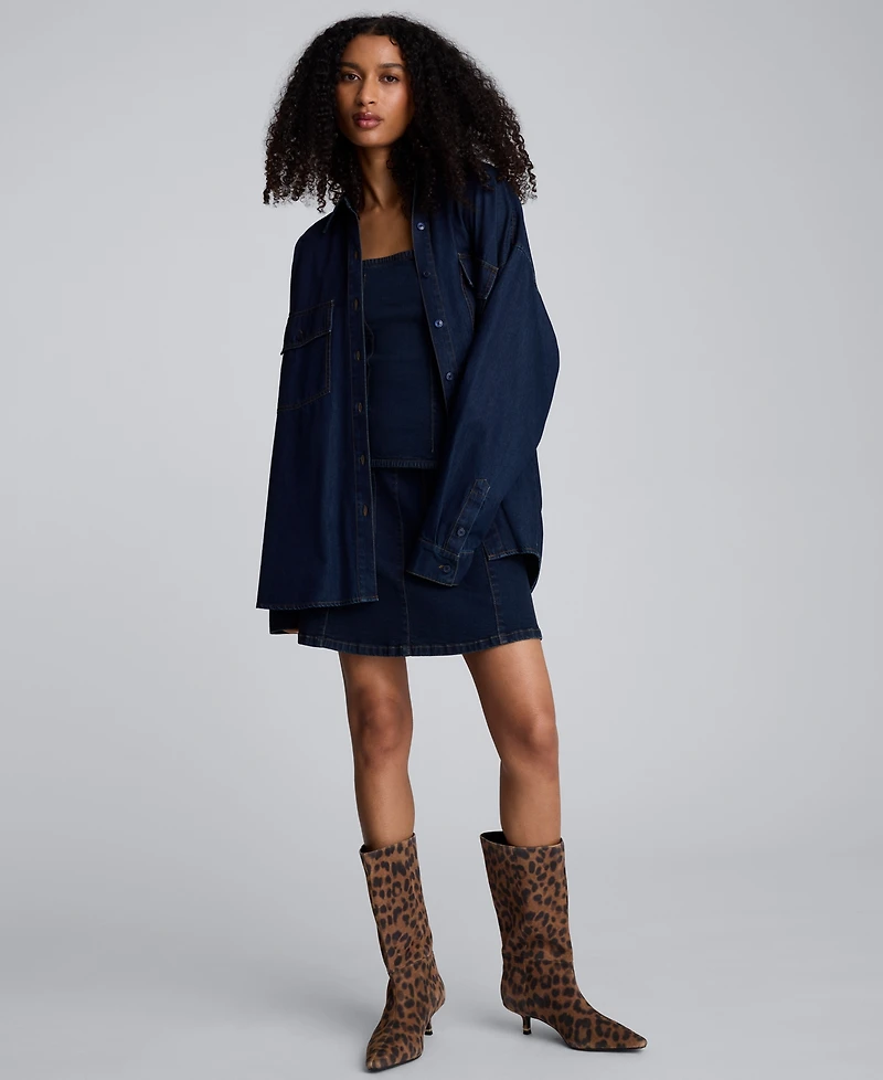 Kenneth Cole Women's Button Up Oversized Shirt