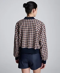 Kenneth Cole Women's Chequered Cropped Bomber Jacket