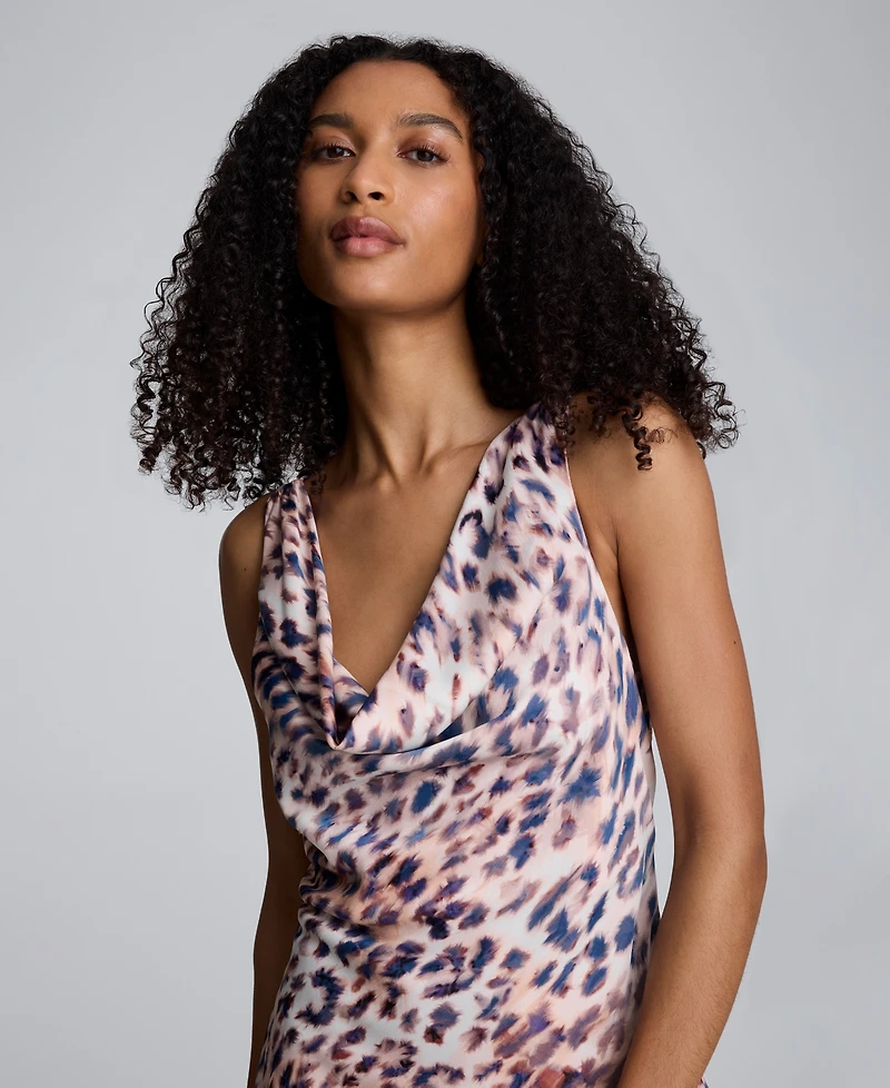 Kenneth Cole Women's Animal Print Asymmetric Midi Dress