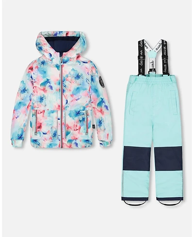 Deux par Girl Two-Piece Chill Outerwear Set with Light Insulation Turquoise Blue - Child
