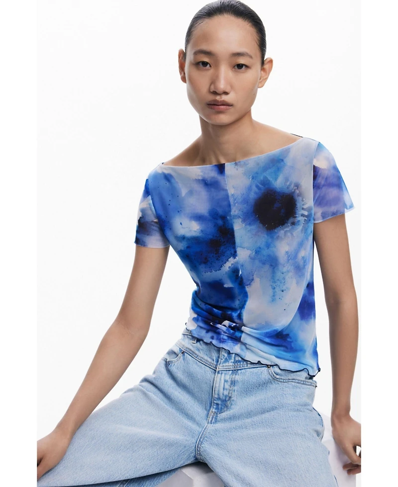 Desigual Women's Ribbed tulle T-shirt