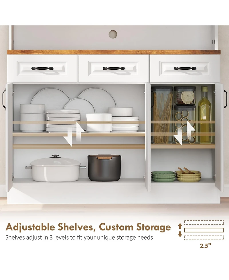 Homcom 71" Kitchen Pantry, Farmhouse Storage Cabinet with Drawers,