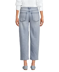 Lands' End Women's Soft Denim Mid Rise Relaxed Straight Crop Jeans