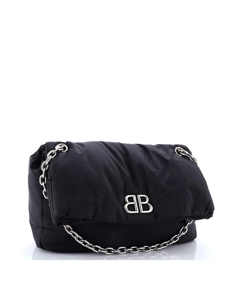 Pre-Owned Balenciaga Medium Monaco Chain Flap Shoulder Bag Nylon