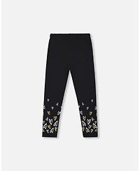 Deux par Girl Cotton Leggings Dusty Pink with Hearts Print