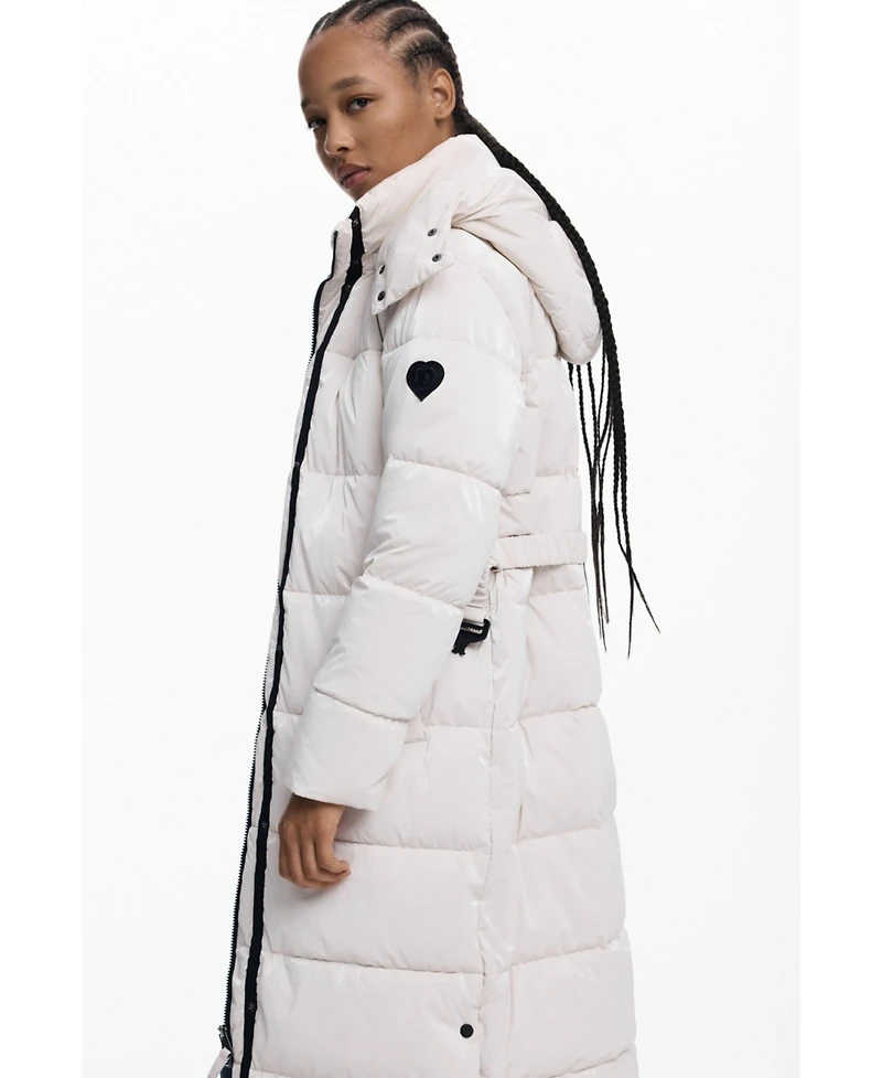 Desigual Women's Long padded jacket with belt