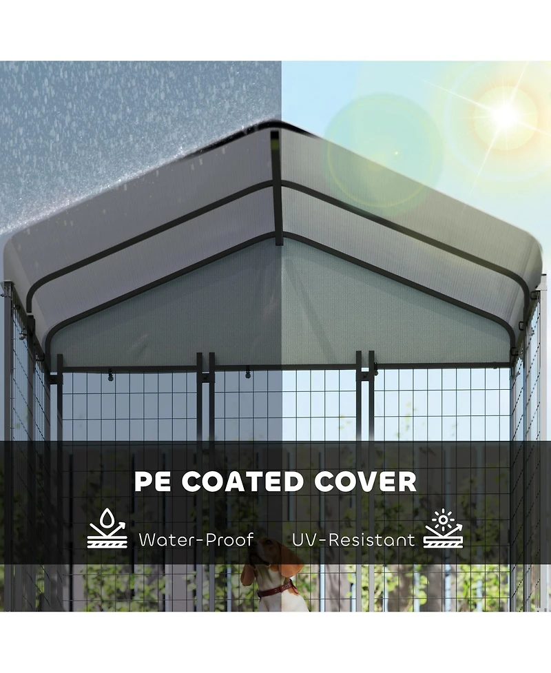 PawHut Outdoor Dog Kennel, Dog Playpen Enclosure with Roof