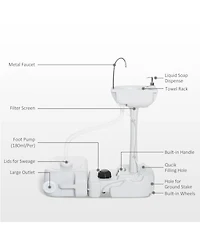 Outsunny kleankin Portable Camping Sink Hand Wash Station Basin with 4.5 Gallon Tank 6.3 Gallon Recovery Tank & Soap Dispenser for Rv,Outdoor,Indoor,