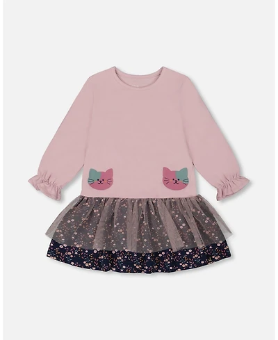 Deux par Girl Bi-Material Dress Dusty Pink - Toddler|Child