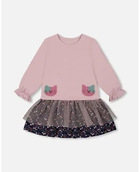 Deux par Girl Bi-Material Dress Dusty Pink - Toddler|Child