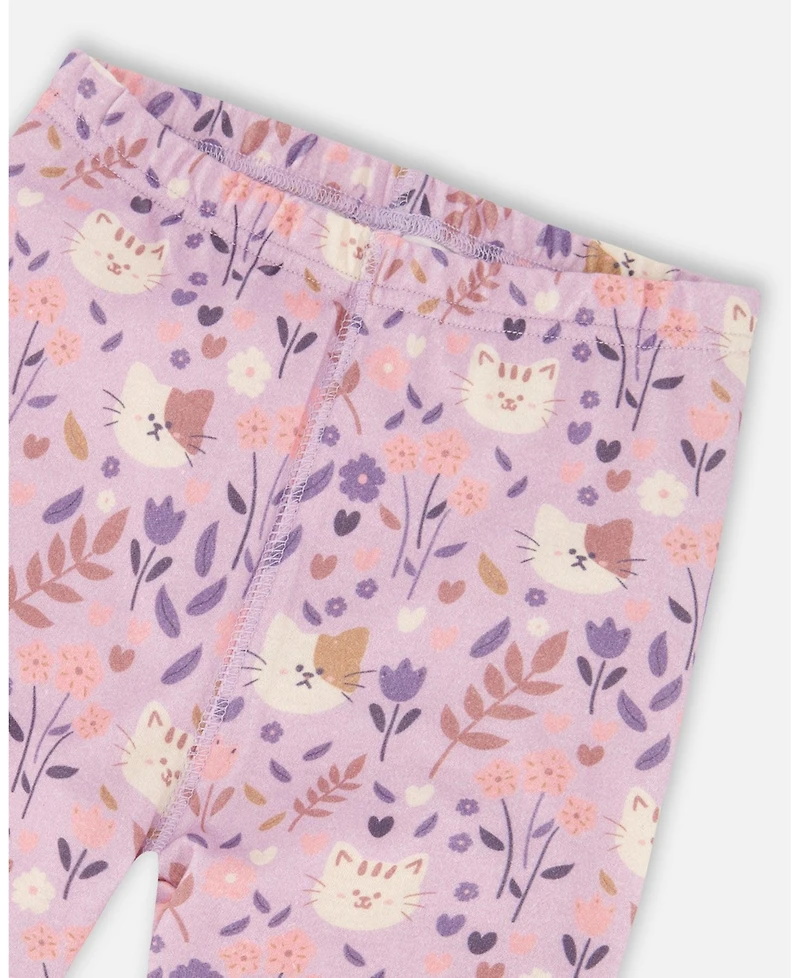 Deux par Girl Cotton Two-Piece Pajamas Cat Print