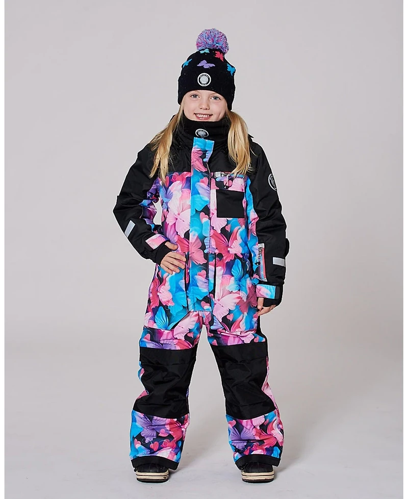 Deux par Girl One-Piece Play Snowsuit Black Butterfly Print