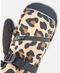 Deux par Girl Winter Mittens Teknik Beige Leopard