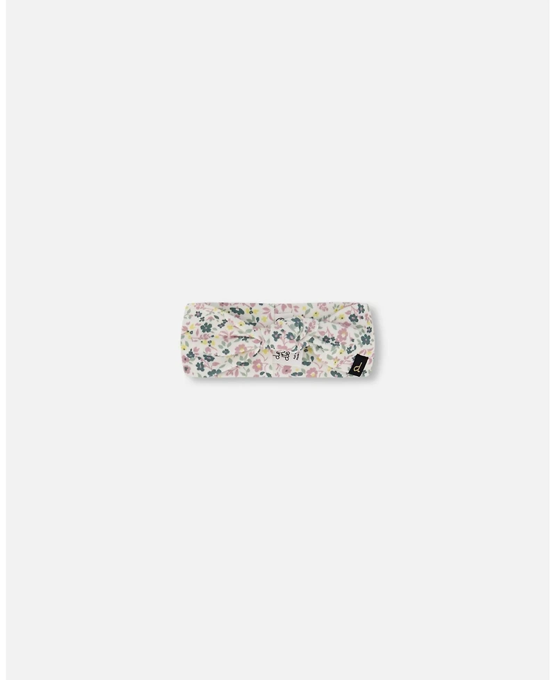 Deux par Deux Baby Girls Cotton Headband Off-White Floral