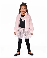 Deux par Girl Cotton Long Sleeve T-Shirt Black with Heart
