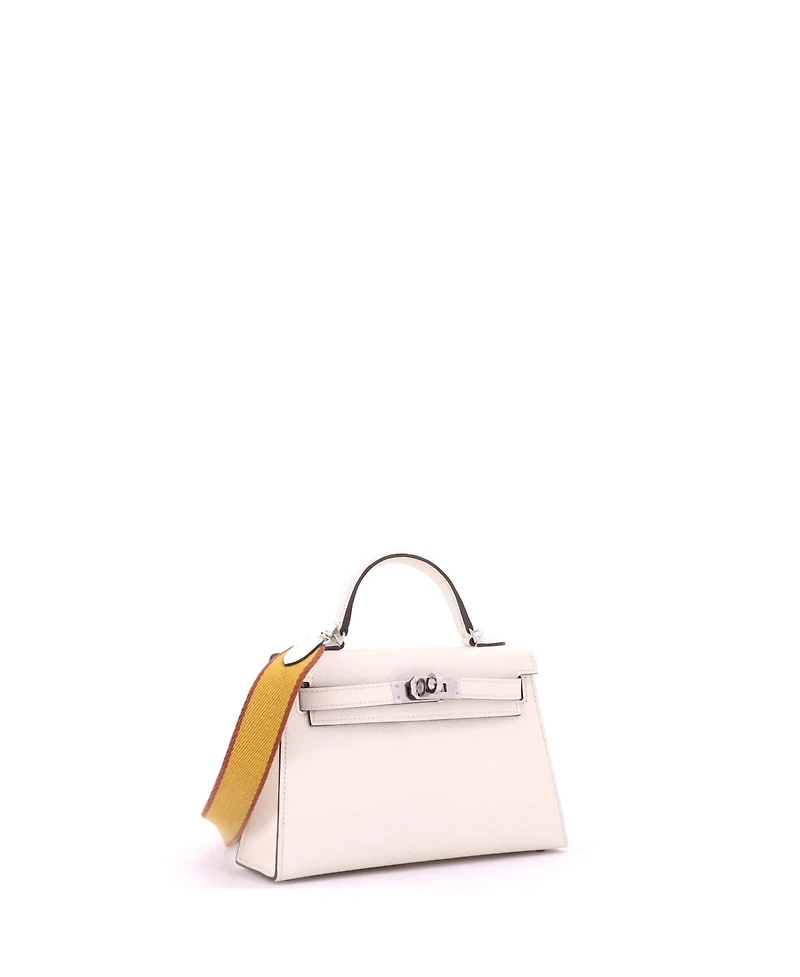 Pre-Owned Hermes 20 Kelly Mini Ii Amazone Handbag Light Epsom with Palladium Hardware