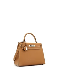 Pre-Owned Hermes Kelly 28 Handbag Brown Epsom with Palladium Hardware
