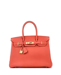 Pre-Owned Hermes Birkin 30 Handbag Orange Togo with Gold Hardware