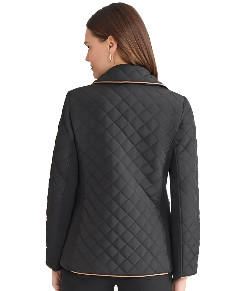 Jones New York Women's Quilted Snap Front Long Sleeve Jacket