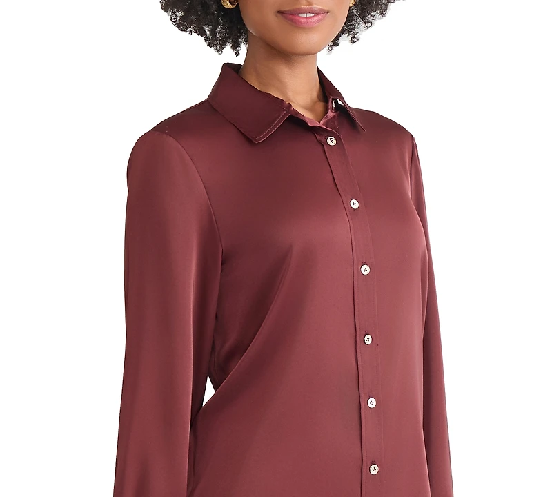 Jones New York Women's Collared Long Sleeve Top